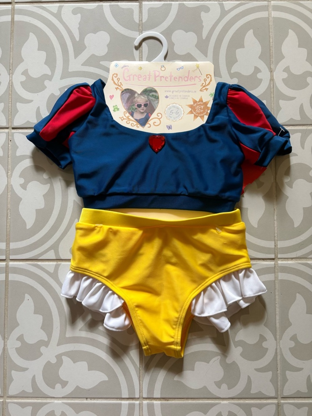 Pretenders Snow Princess Two-Piece Kids Swim Bikini - Navy, Red & Yellow